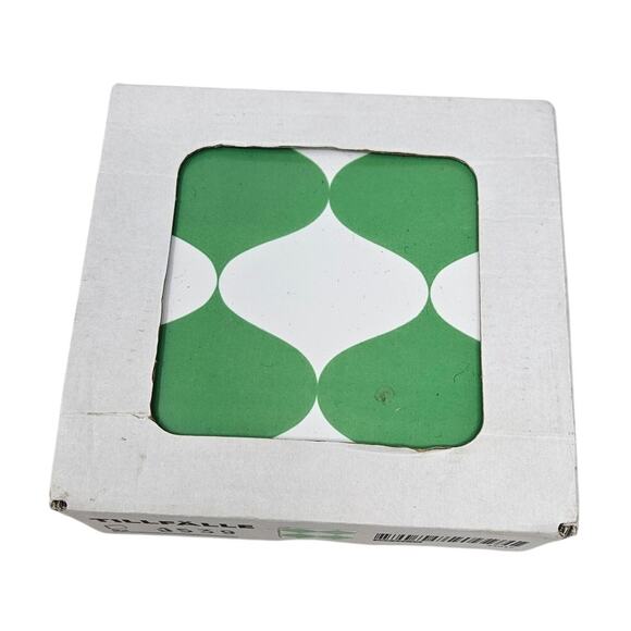 NEW Ikea Tillfalle 9 Pack Ceramic Tile White Green Retro Print Kitchen Bathroom - Picture 1 of 3
